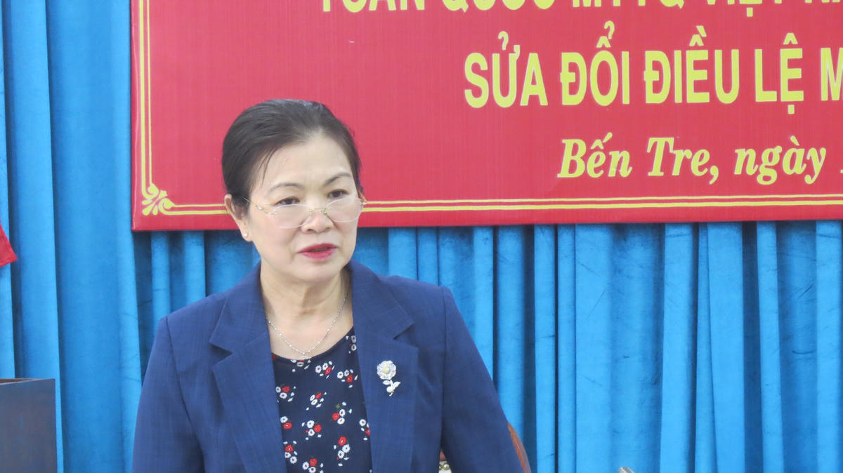 Phó Chủ tịch Trương Thị Ngọc Ánh phát biểu chỉ đạo, ghi nhận những ý kiến đóng góp của Mặt trận tỉnh Bến Tre.