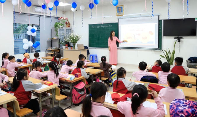 Một tiết học của học sinh Trường Tiểu học Thịnh Hào (quận Đống Đa, Hà Nội). Ảnh: Đỗ Tâm.