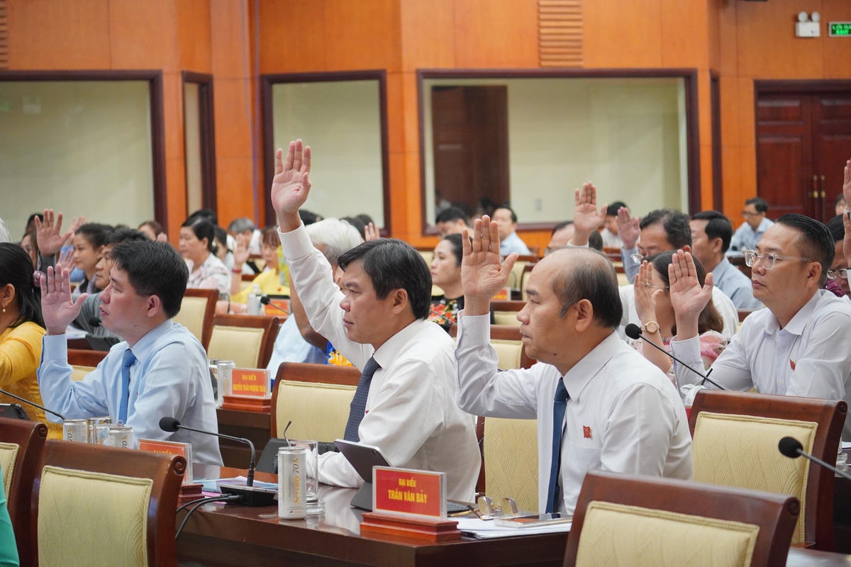 Đại biểu HĐND TP HCM biểu quyết thông qua tờ trình thành lập Sở An toàn thực phẩm thành phố.