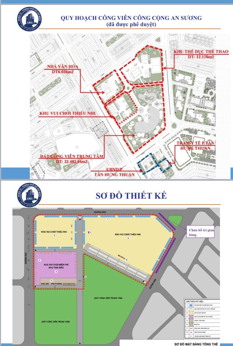 Bản đồ quy hoạch công viên công cộng An Sương. 