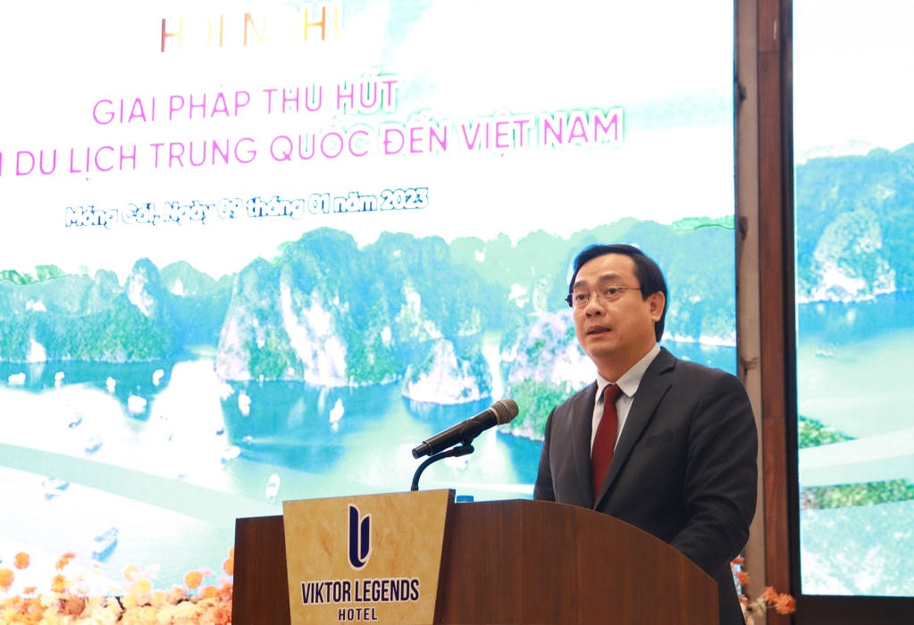Tổng cục trưởng Tổng cục Du lịch Nguyễn Trùng Khánh phát biểu tại hội nghị. Ảnh: QMG.