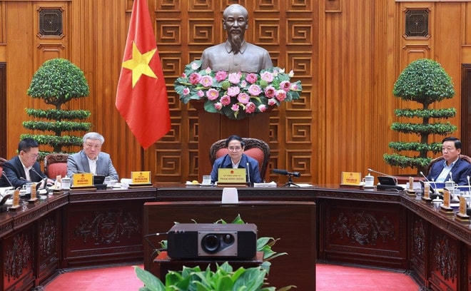 Thủ tướng Phạm Minh Chính chủ trì Phiên họp lần thứ 7 Ban chỉ đạo tinh gọn bộ máy của Chính phủ. (Ảnh: Dương Giang/TTXVN) tinh-gon-bo-may.jpg