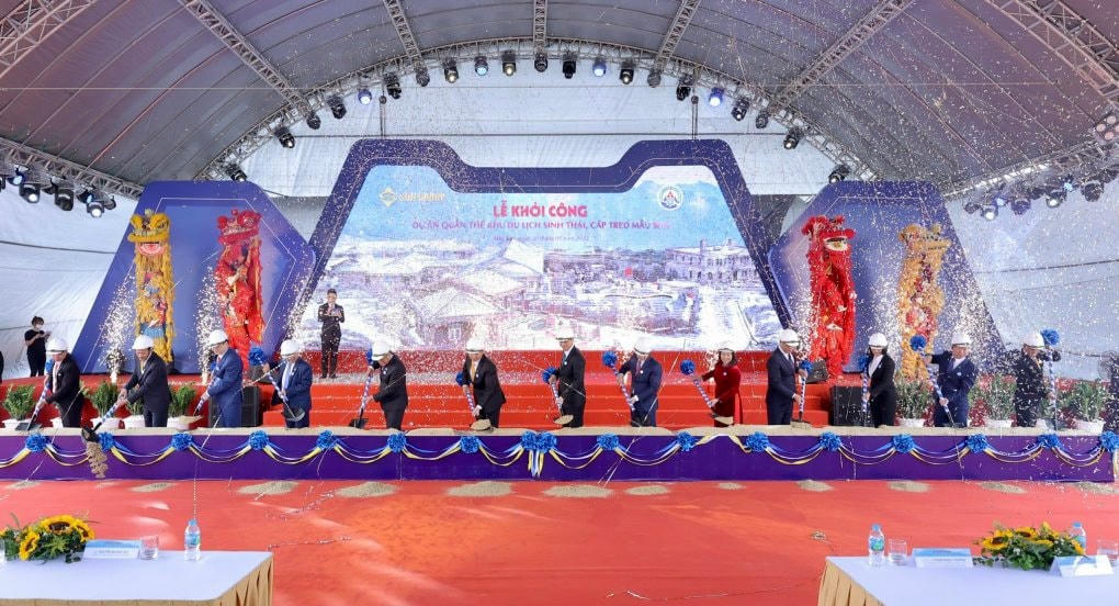 Lễ khởi công dự án Quần thể khu du lịch sinh thái, cáp treo Mẫu Sơn vào sáng ngày 20/5. Ảnh: Sun Group