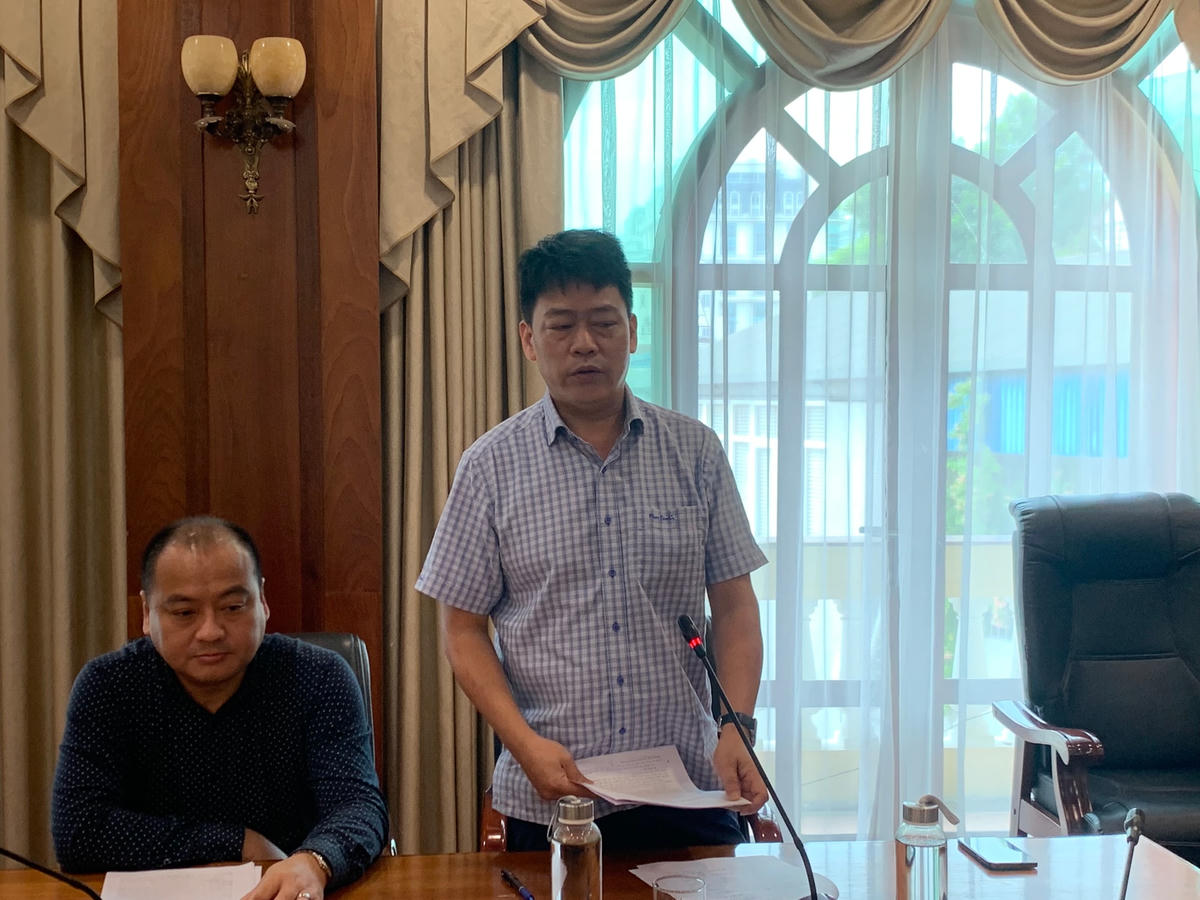 Ông Nguyễn Thượng Hiền, Phó Tổng cục trưởng Tổng cục Môi trường phát biểu tại cuộc họp