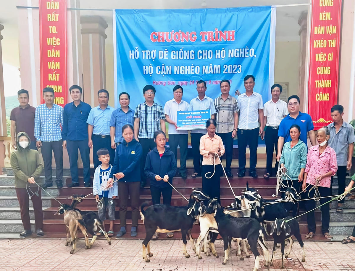 Hỗ trợ dê giống cho người nghèo huyện Hương Sơn, Hà Tĩnh.