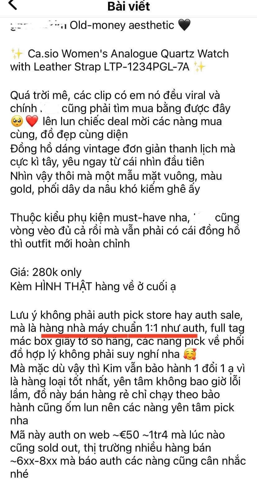 Lời giải thích của shop về sản phẩm.