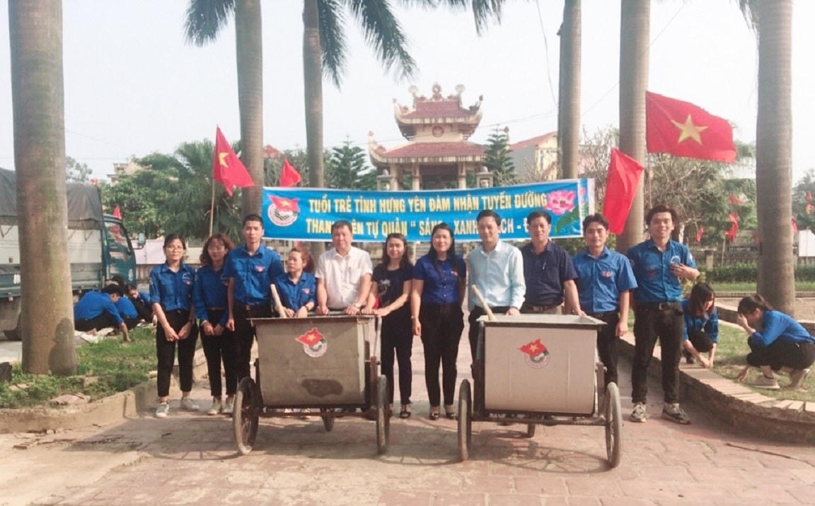 Đoàn Thanh niên tỉnh Hưng Yên thành lập nhiều đoạn đường thanh niên tự quản sáng, xanh, sạch, đẹp.  
