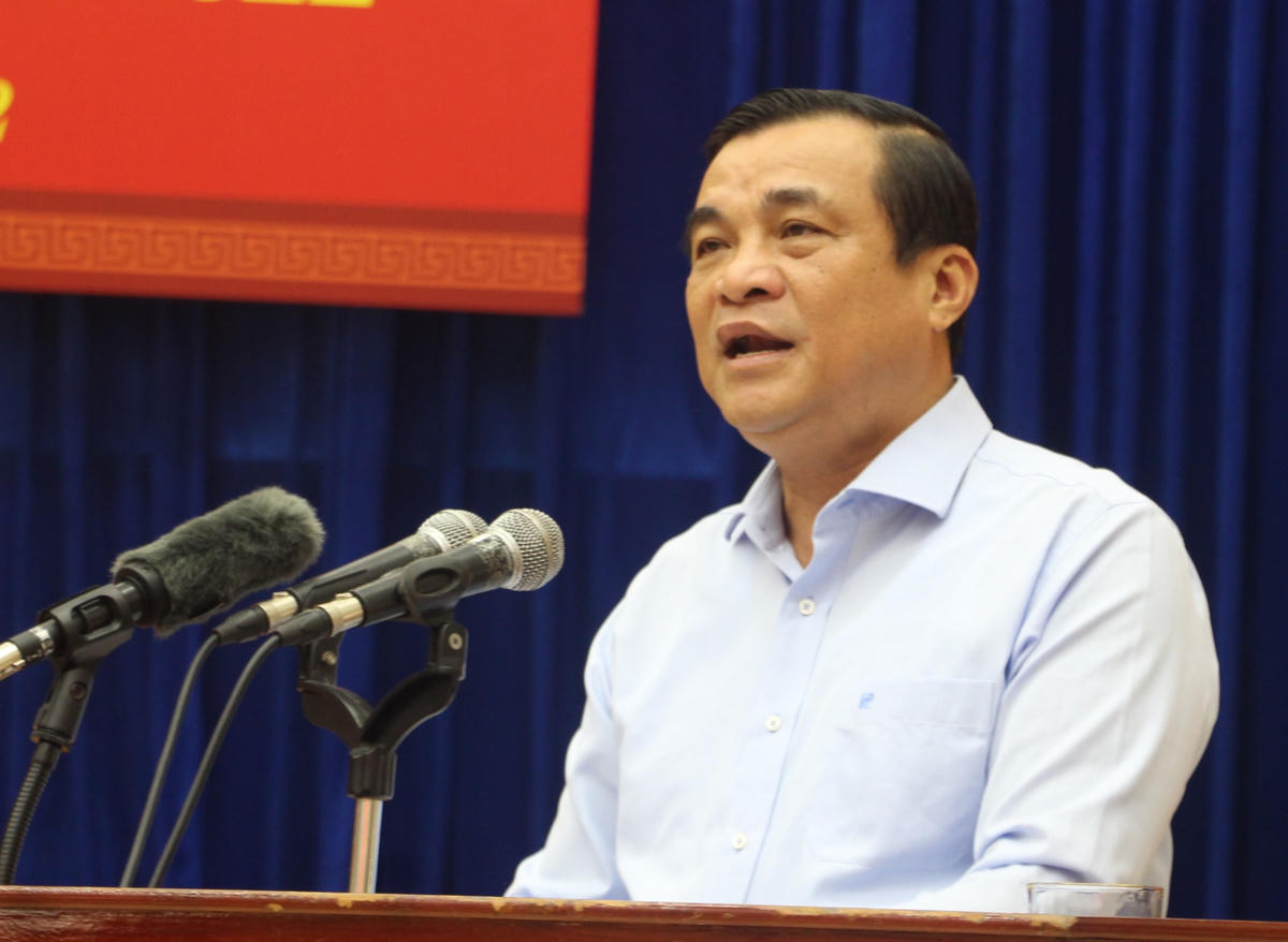 Ông Phan Việt Cường, Bí thư Tỉnh ủy Quảng Nam phát biểu tại hội nghị.