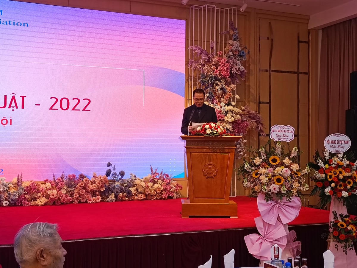 TS.NSND Phạm Anh Phương, Chủ tịch Hội Nghệ sĩ Múa Việt Nam phát biểu tại buổi lễ.