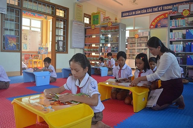 Nhiều trường có thư viện đọc sách do vận động tài trợ của các nhà hảo tâm, doanh nghiệp. Ảnh minh họa.