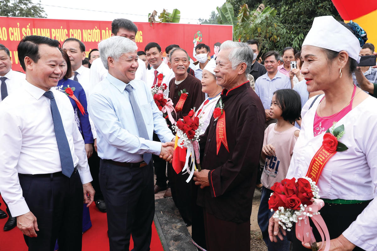 Bí thư Trung ương Đảng, Chủ tịch UBTƯ MTTQ Việt Nam Đỗ Văn Chiến tại Ngày hội Đại đoàn kết ở xã Quy Mông, huyện Trấn Yên, tỉnh Yên Bái. Ảnh: Quang Vinh.  