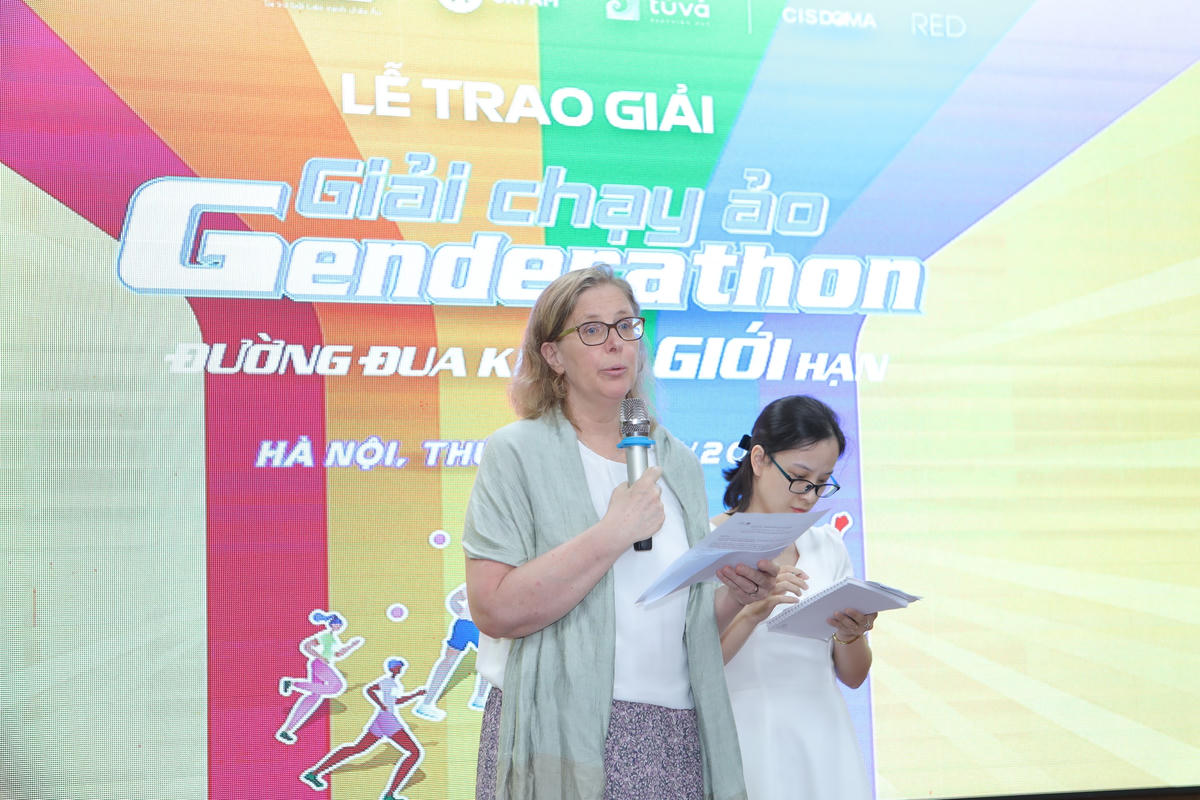 Bà Kristina Bunde, Trưởng ban Hợp tác và Phát triển, Phái đoàn Liên minh châu Âu tại Việt Nam phát biểu tại sự kiện. 