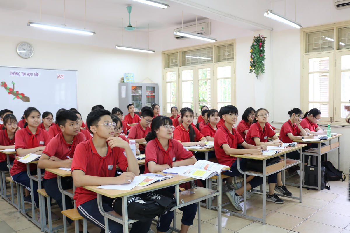 Một tiết học của học sinh Trường THCS Bế Văn Đàn (quận Đống Đa – Hà Nội). Ảnh: Nguyễn Hoài.  
