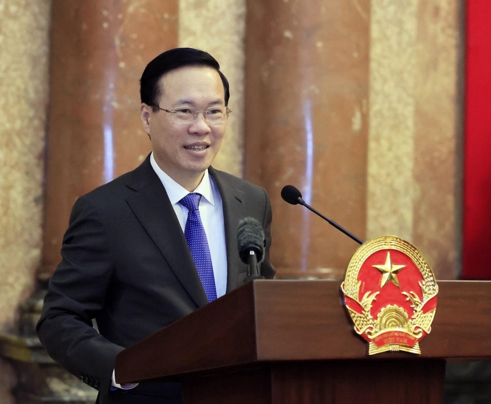 Chủ tịch nước Võ Văn Thưởng phát biểu tại buổi gặp mặt.