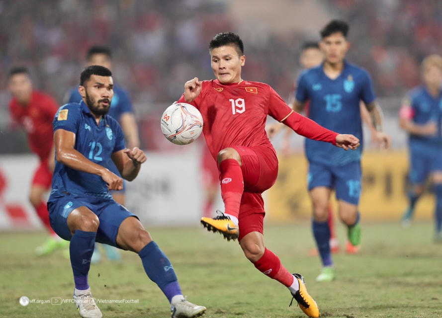 Chung kết lượt đi giữa Thái Lan - Việt Nam có kết quả hòa 2-2. Ảnh: VFF.