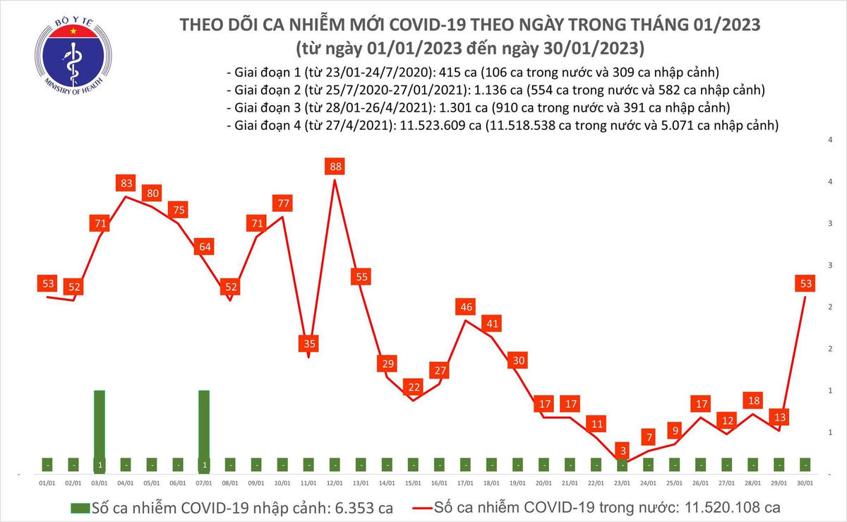 Biểu đồ số ca mắc Covid-19 tại Việt Nam thời gian qua.  