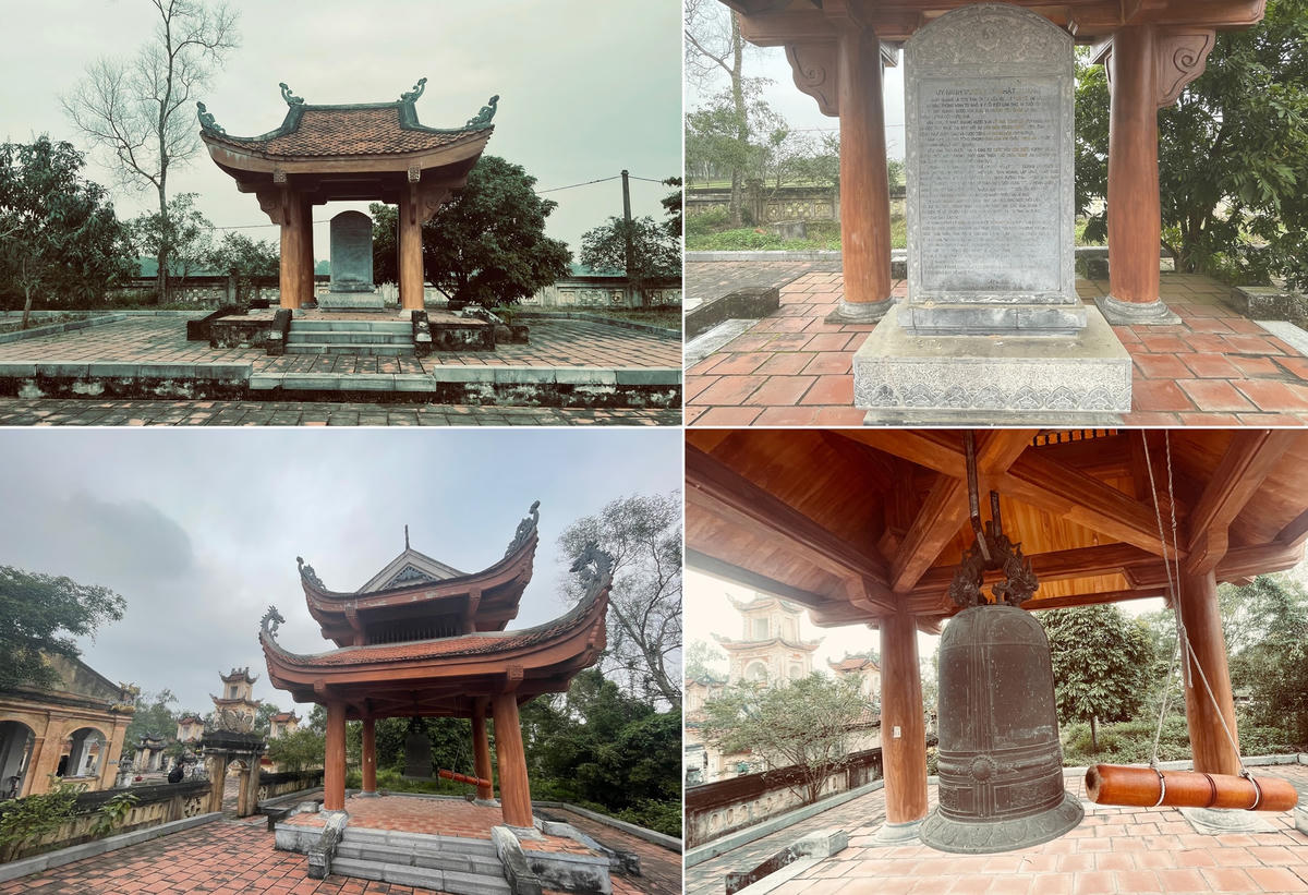 Quần thể kiến trúc ngoài đền còn có nhà bái đường, nhà chuông, nhà bia, nhà tiền tế, miếu cộng đồng, tắc môn, cột nanh, hồ sen và sân vườn...
