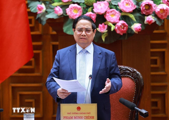 Thủ tướng Phạm Minh Chính chỉ đạo cuộc họp đẩy nhanh tiến độ Dự án cao tốc Châu Đốc-Cần Thơ-Sóc Trăng. (Ảnh: Dương Giang/TTXVN) ttxvn-thu-tuong-chu-tri-cuoc-hop-du-an-cao-toc-chau-doc-can-tho-soc-trang-18-4.jpg