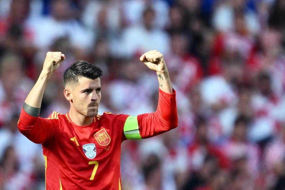 Alvaro Morata trở thành chân sút vĩ đại nhất của Đội tuyển Tây Ban Nha ở các kỳ EURO với 6 lần lập công. (Nguồn: Getty Images) Spain_vs_Croatia_Euro_2024_1506-27.jpg
