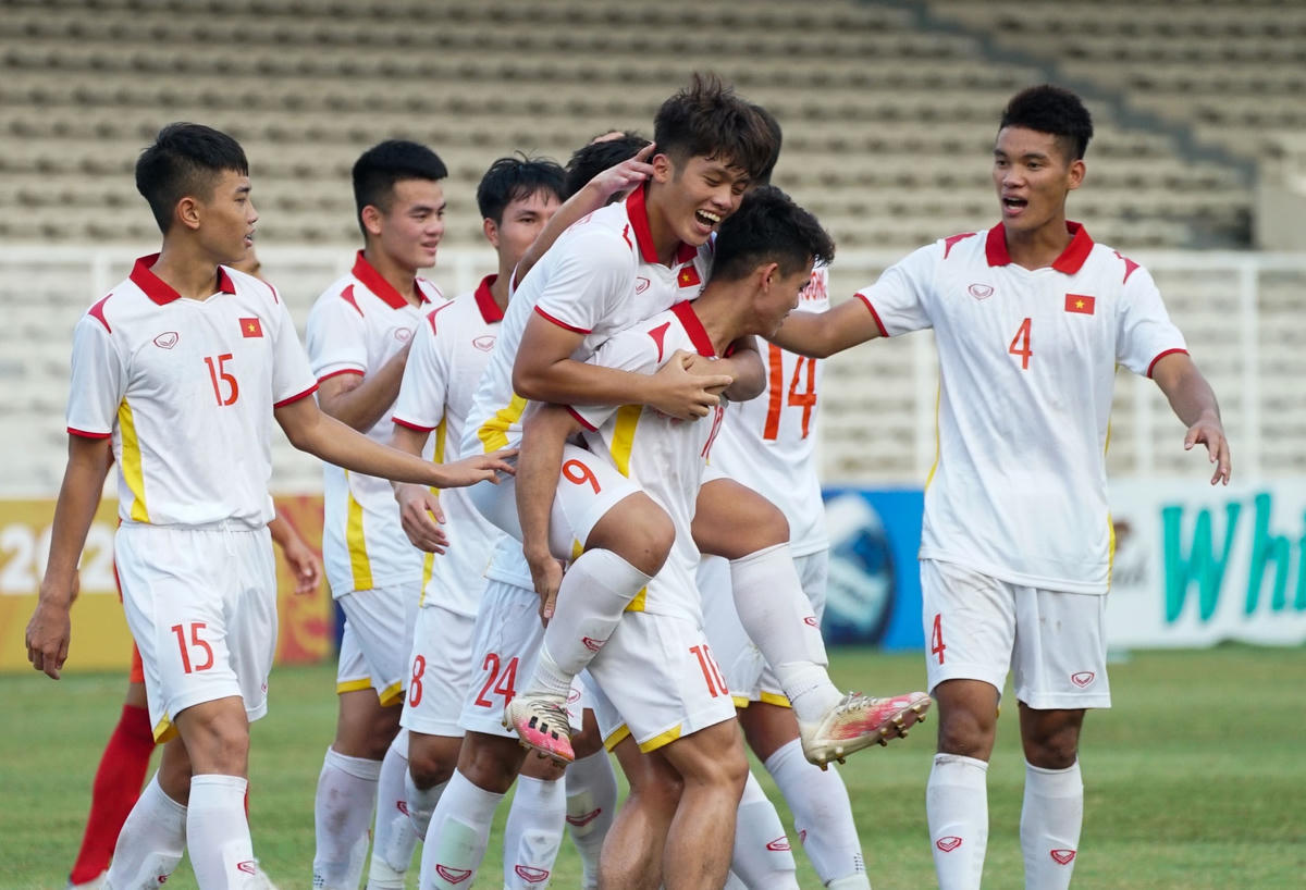 Niềm vui chiến thắng của U19 Việt Nam. (Ảnh: VFF)