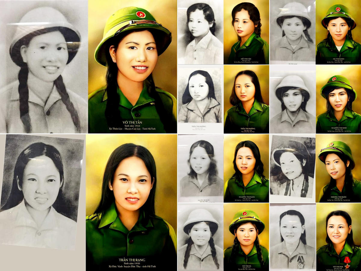 Chân dung 10 nữ Thanh niên xung phong trước và sau phục dựng.
