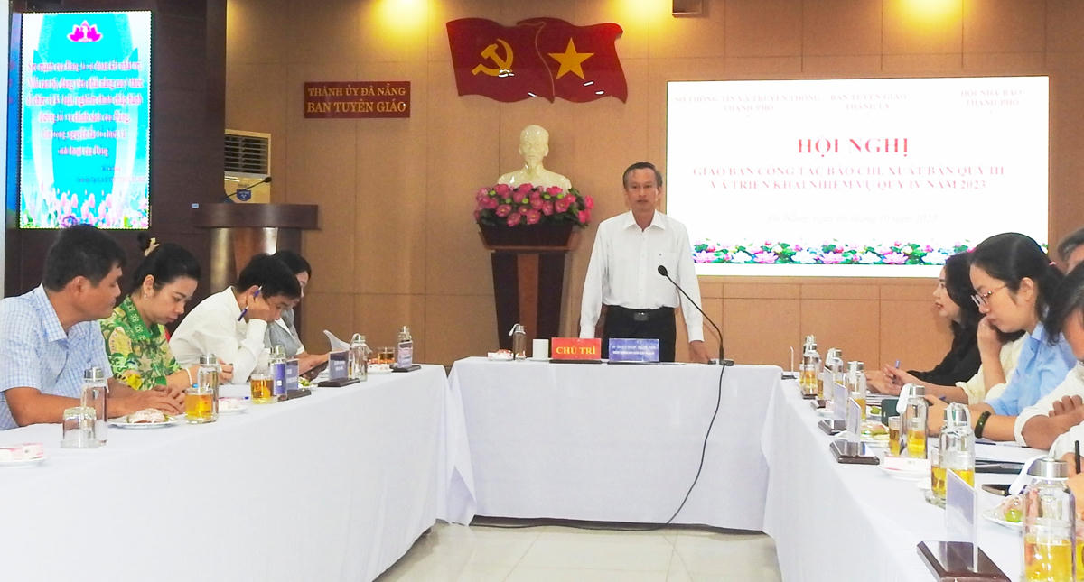 Trưởng Ban Tuyên giáo Thanh ủy Đà Nẵng Đoàn Ngọc Hùng Anh, chủ trì Hội nghị. Ảnh Thanh Tùng