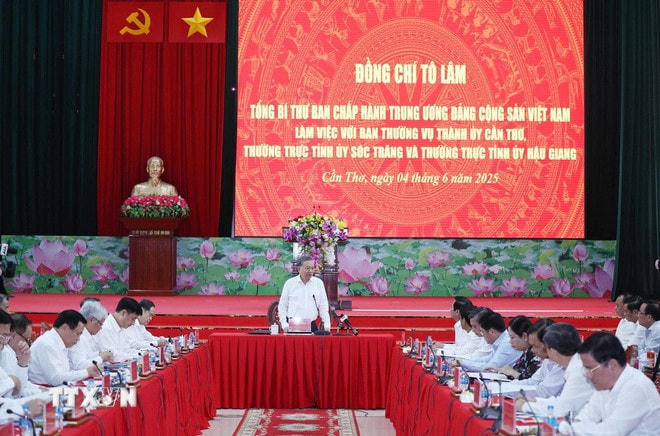 Tổng Bí thư Tô Lâm phát biểu. (Ảnh: Thống Nhất/TTXVN) ttxvn-tong-bi-thu-can-tho-hau-giang-soc-trang-1.jpg