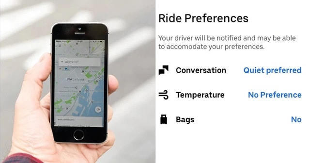 Chế độ yêu cầu tài xế không cần giao tiếp với khách hàng ở Uber. Ảnh: BBC.