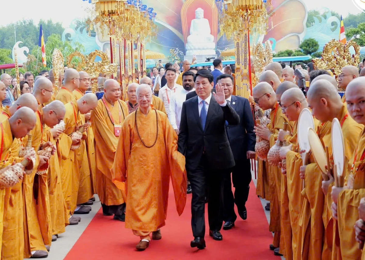 Chủ tịch nước Lương Cường tới dự Đại lễ Vesak Liên Hợp quốc 2025. (Ảnh: BTC).
