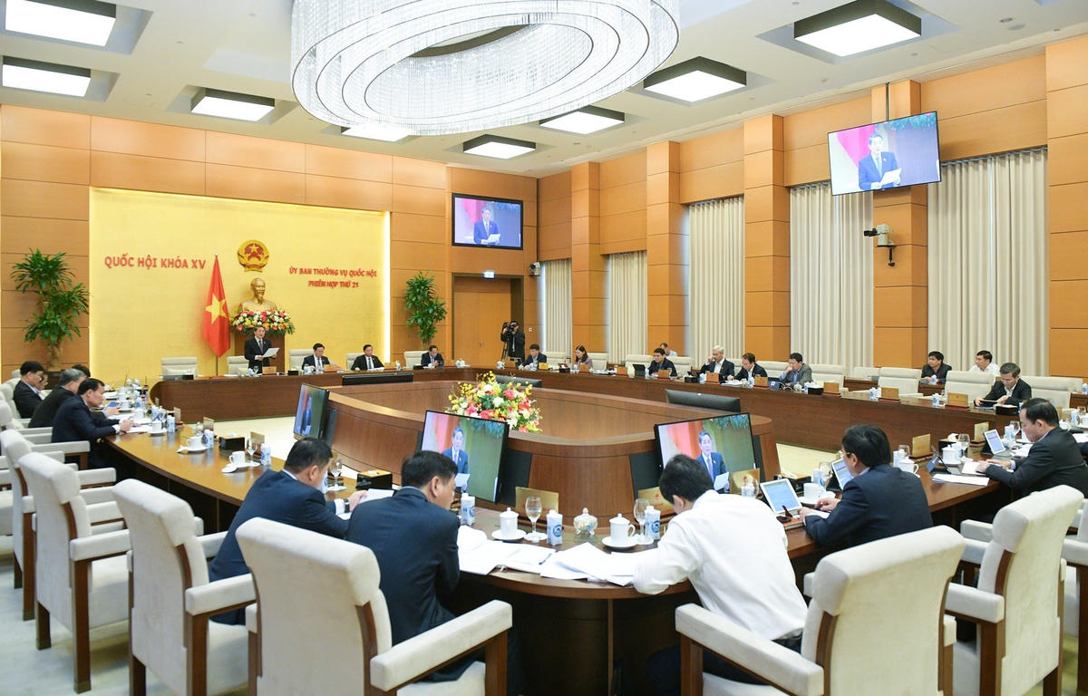 Toàn cảnh Phiên họp thứ 21 của Ủy ban Thường vụ Quốc hội cho ý kiến về một số vấn đề lớn còn ý kiến khác nhau của dự án Luật Giá (sửa đổi). Nguồn: Quochoi.vn
