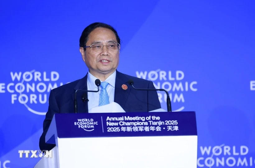 Thủ tướng Phạm Minh Chính phát biểu tại Phiên thảo luận “Thế kỷ của châu Á có đang gặp thách thức?”. (Ảnh: Dương Giang/TTXVN)