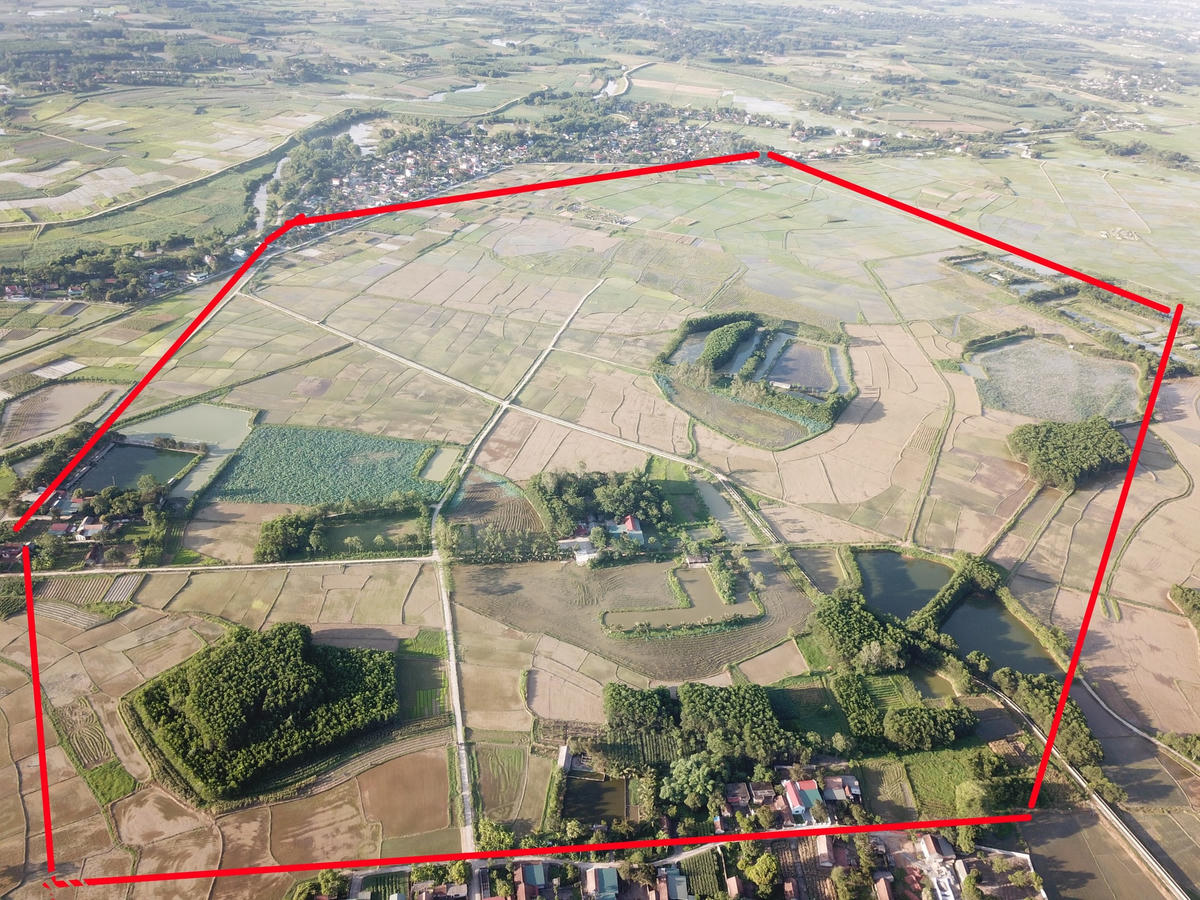 30 ha đất (vùng đỏ) được ông Tính thuê và thầu lại từ 200 hộ dân trên địa bàn xã Xuân Tín.