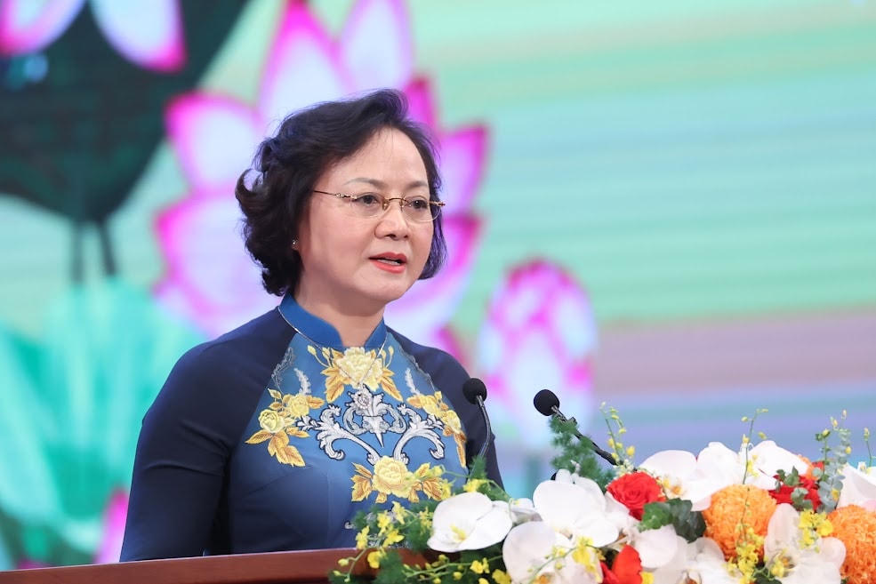 Bộ trưởng Bộ Nội vụ Phạm Thị Thanh Trà phát biểu tại Hội nghị. Ảnh: VGP/Nhật Bắc. 