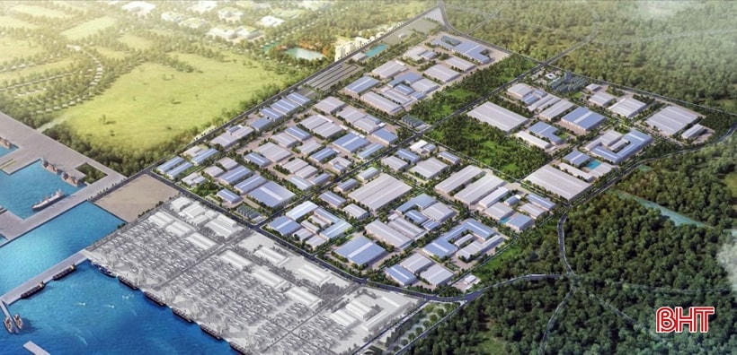 Phối cảnh 3D phân khu xây dựng khu công nghiệp trung tâm Khu kinh tế Vũng Áng với tổng diện tích gần 1.236 ha. Ảnh: BHT.