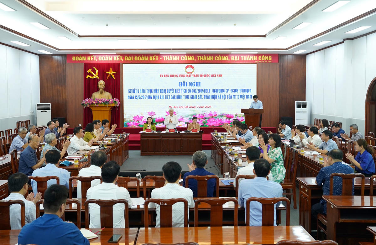 Quang cảnh Hội nghị tại điểm cầu UBTƯ MTTQ Việt Nam. Ảnh: Quang Vinh.