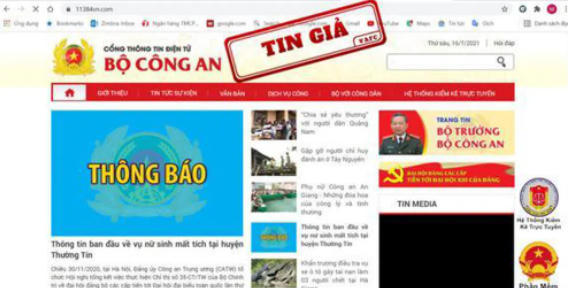 Các đối tượng làm giả website của Bộ Công an để thực hiện hành vi lừa đảo, chiếm đoạt tài sản. (Ảnh cơ quan công an cung cấp).