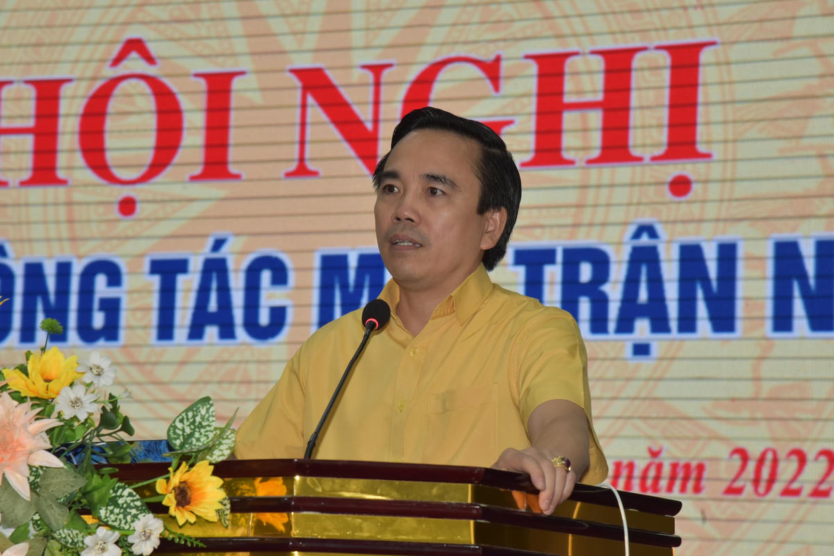 Ông Lê Văn Ngọc, Phó Chủ tịch Thường trực Ủy ban MTTQ tỉnh Nghệ An nhấn mạnh mục đích của Hội nghị tập huấn công tác Mặt trận năm 2022.