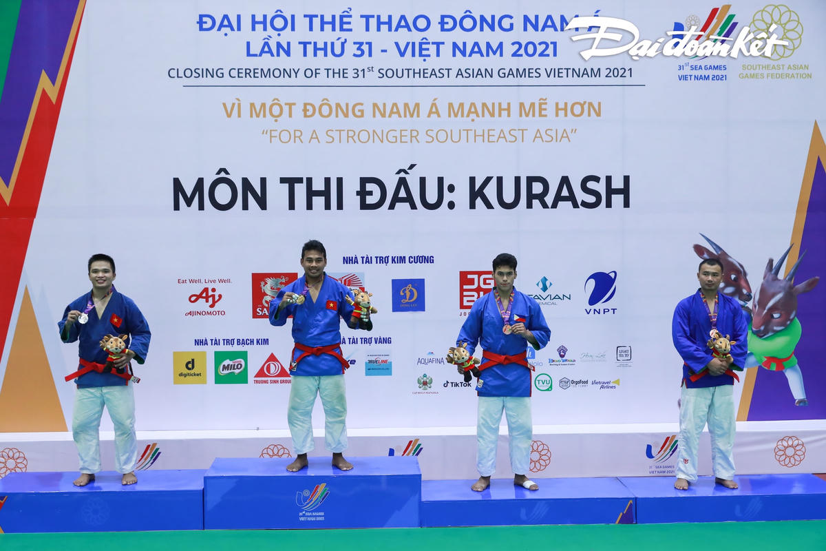 Hình ảnh các vận động viên nhận huy chương môn thi đấu Kurash ở SEA Games 31.