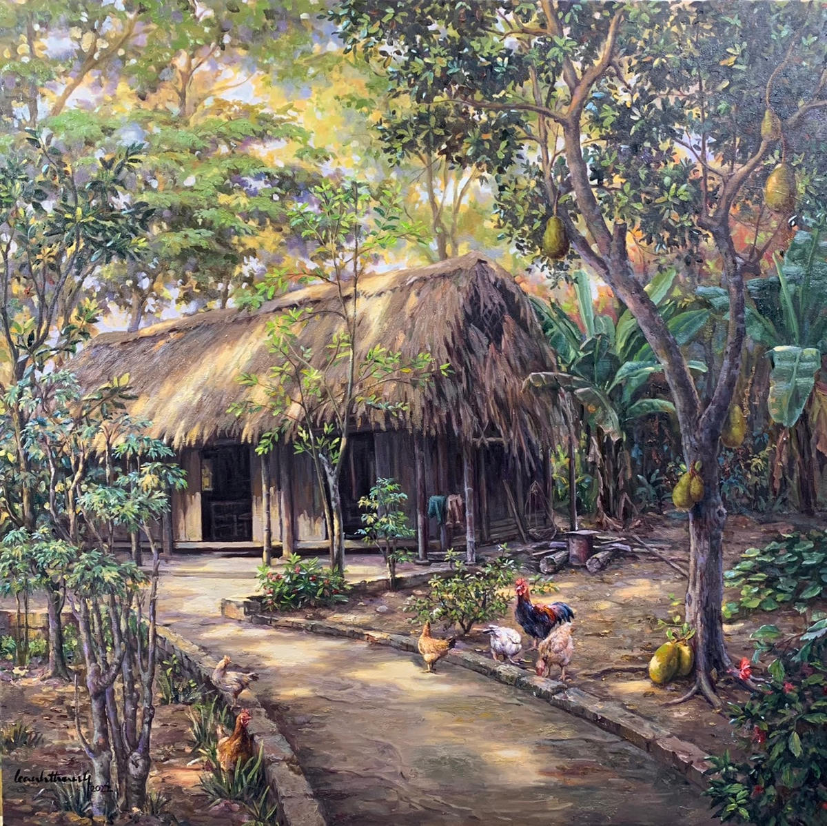 Tác phẩm “Tiếng gà trưa” của họa sĩ Lê Anh Thanh.