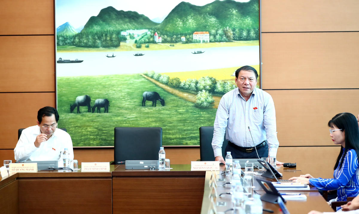 Bộ trưởng Bộ Văn hóa, thể thao và du lịch Nguyễn Văn Hùng bày tỏ, dự luật đang hướng vào bảo vệ đối tượng yếu thế. Ảnh: Quang Vinh.