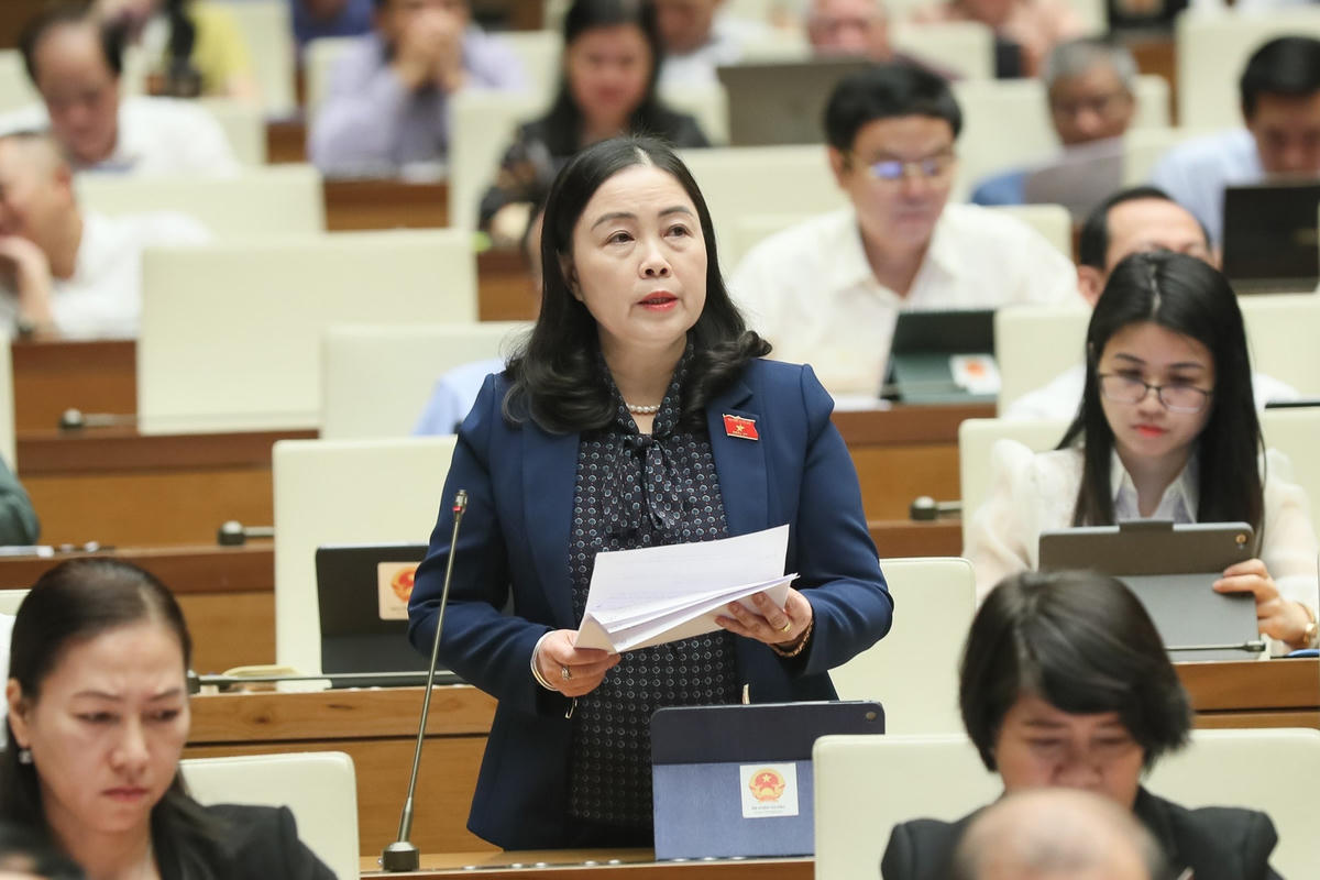 Bà Đoàn Thị Hảo phát biểu (Ảnh: Quang Vinh)