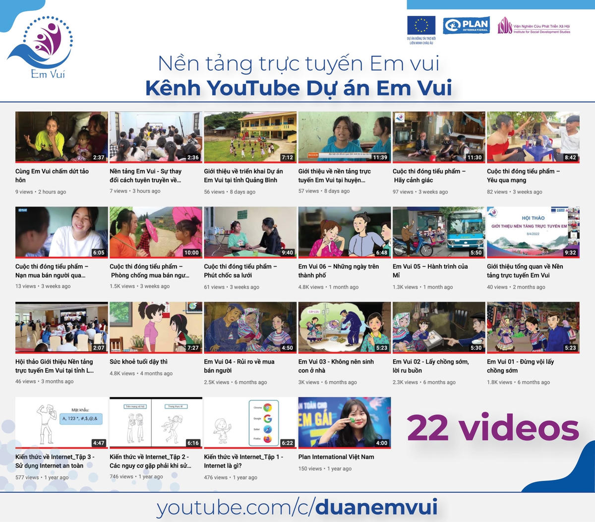 Kênh Youtube của nền tảng trực tuyến Em vui.