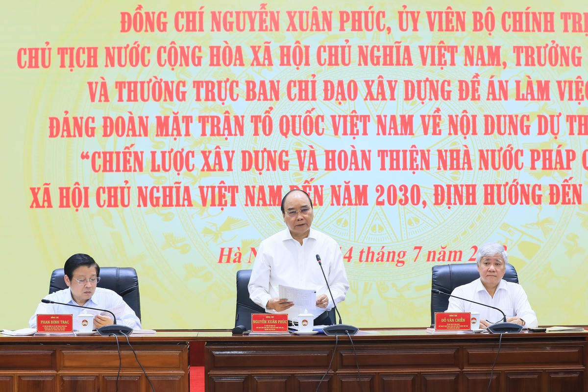 Chủ tịch nước Nguyễn Xuân Phúc phát biểu tại buổi làm việc. Ảnh: Quang Vinh.