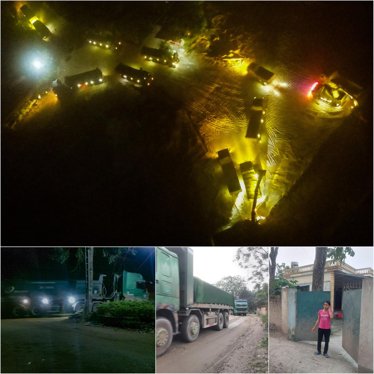 Hoạt động vận chuyển cát tại bãi tập kết của doanh nghiệp Minh Chung diễn ra cả ngày lẫn đêm.