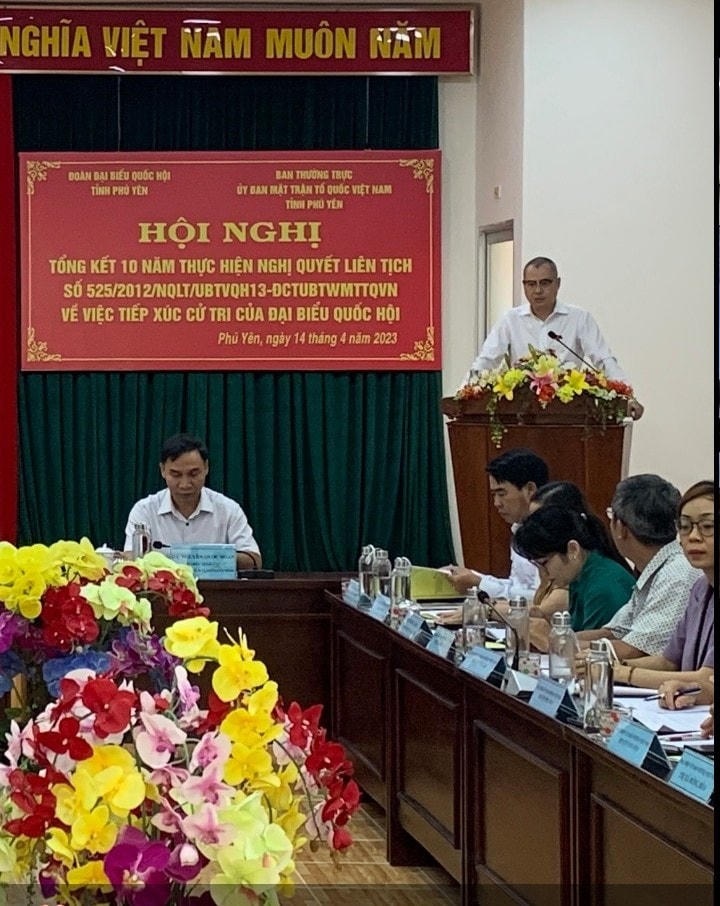Ông Phạm Đại Dương, Ủy viên Trung ương Đảng, Bí thư Tỉnh ủy, Trường đoàn ĐBQH tỉnh Phú Yên, phát biểu tại hội nghị.