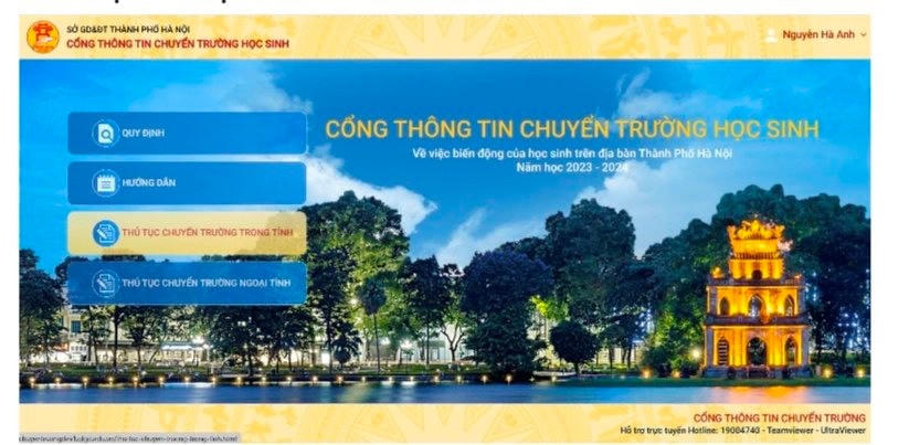 Cổng thông tin chuyển trường học sinh.