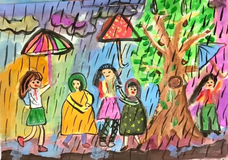 Nhiều chủ đề như ước mơ của em, tĩnh vật màu, vẽ theo nhạc, chân dung, phong cảnh, môi trường, chủ đề gia đình, phong cảnh quê hương, lao động, lễ hội, văn hóa, thể thao… được các em thích thú thể hiện trên giá vẽ. (Nguồn: Vietnam+).