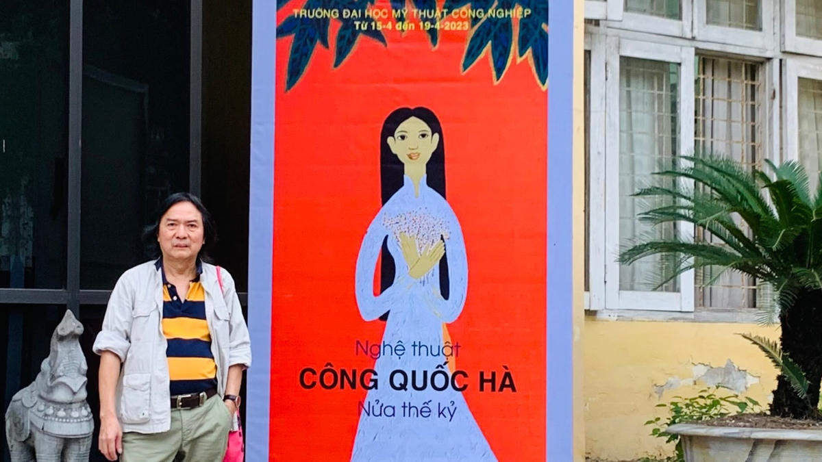 Họa sĩ Công Quốc Hà trở về trường cũ tổ chức triển lãm đánh dấu nửa thế kỷ hoạt động nghệ thuật.