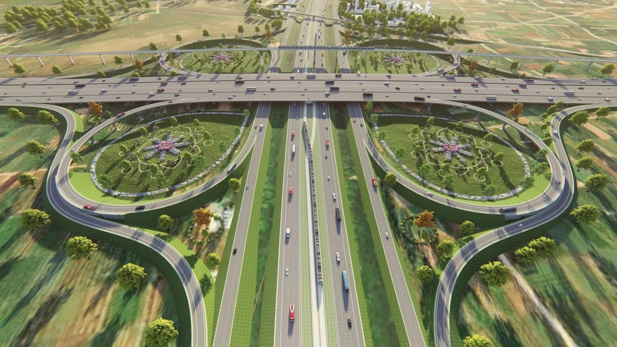 Phối cảnh nút giao Đại lộ Thăng Long.  