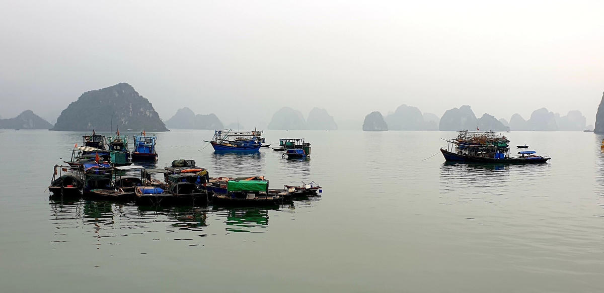 Một xóm chài ở ven bờ vịnh, thuộc khu vực phường Hồng Hà (TP Hạ Long),